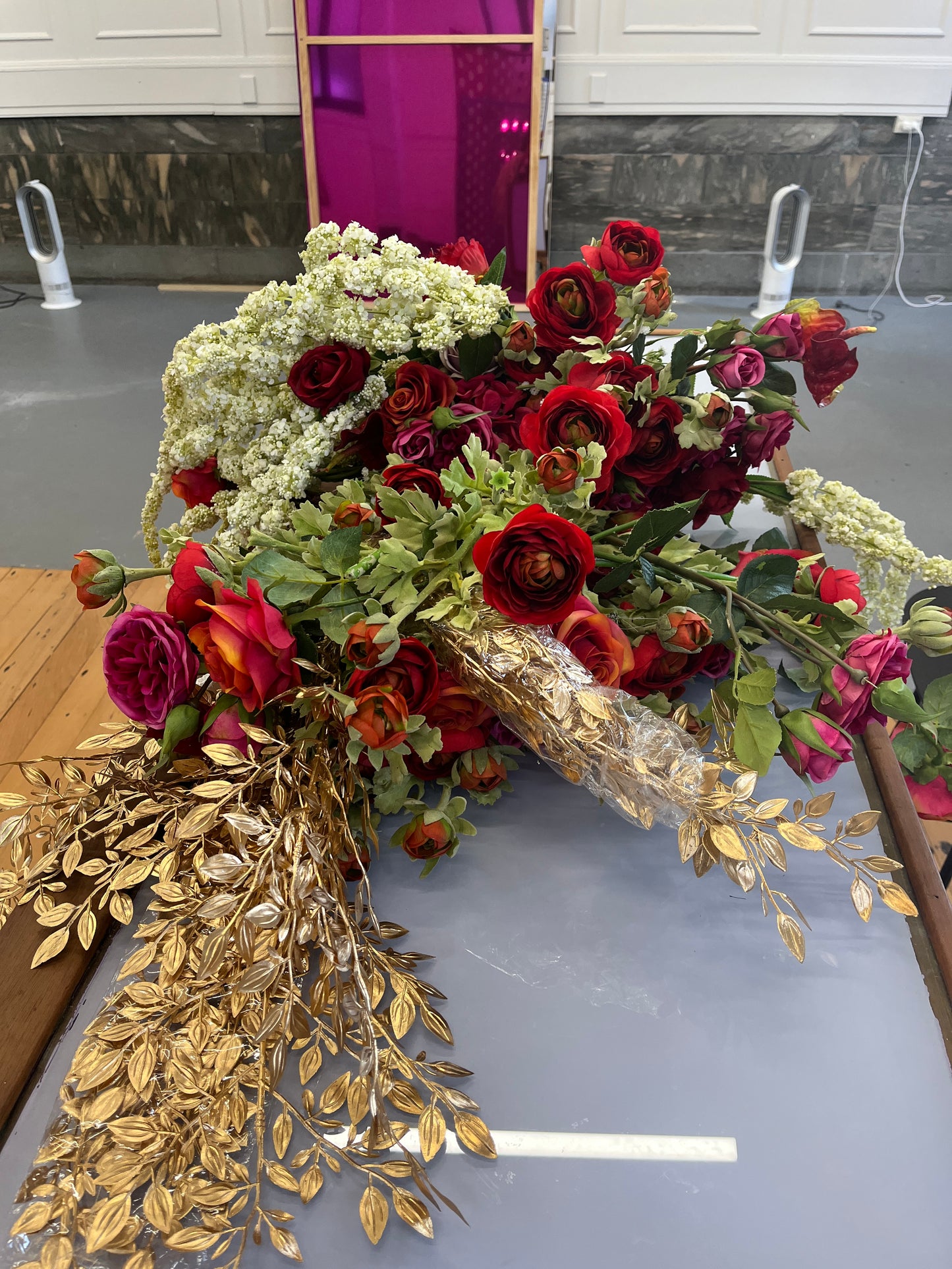 Bunch of silk flowers