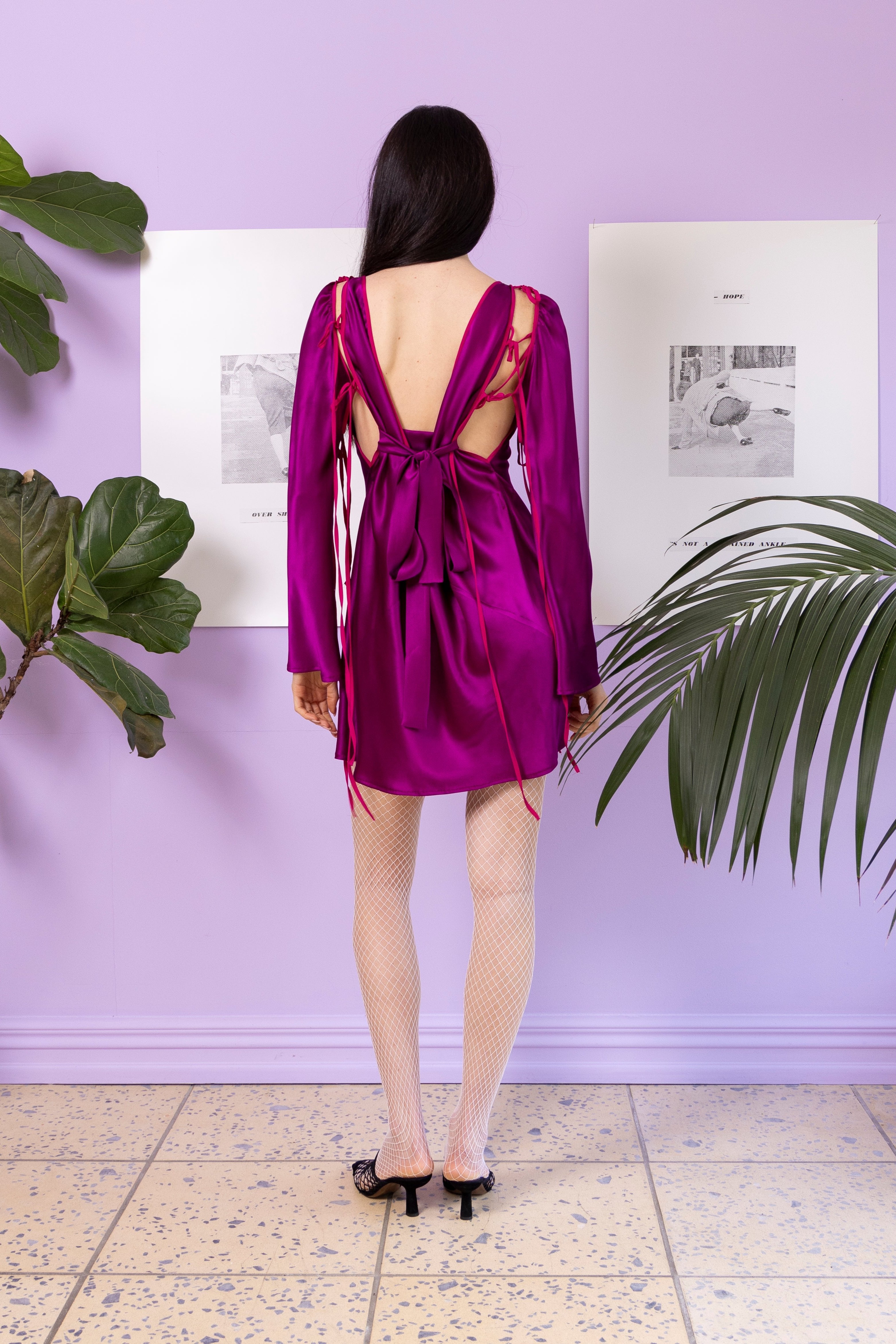 Fuschia silk dress best sale