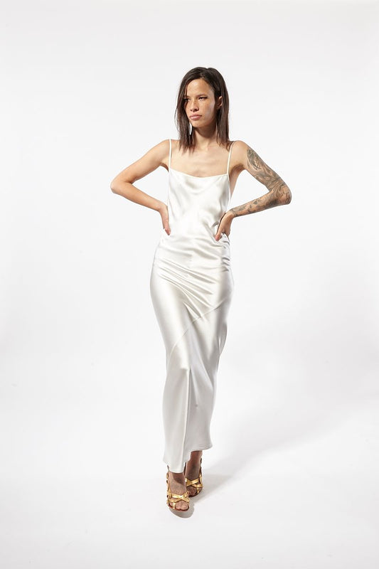 Archive Sample | Autonoir Dress ~ Washed Ivory Double Satin