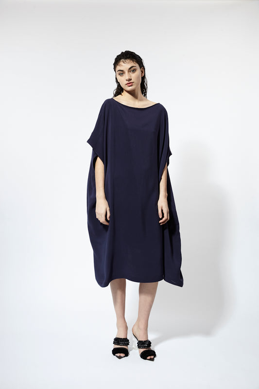 Custom Sample | Light of Day Dress ~ Navy Silk Satin