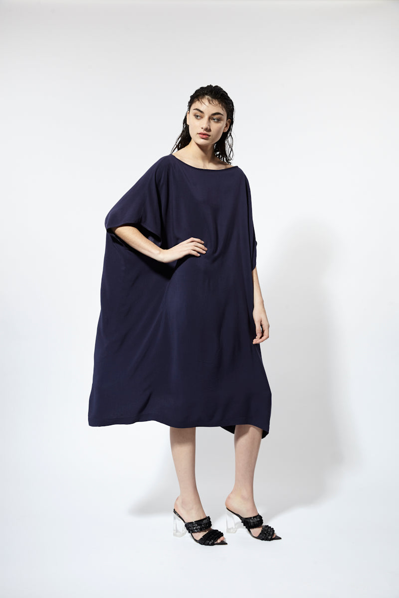 Custom Sample | Light of Day Dress ~ Navy Silk Satin