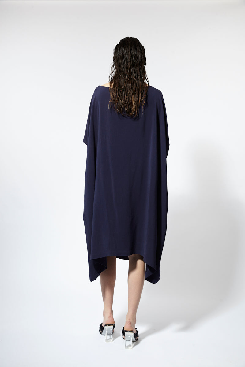 Custom Sample | Light of Day Dress ~ Navy Silk Satin