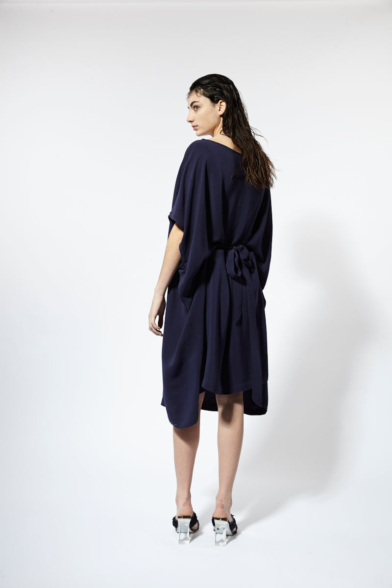 Custom Sample | Light of Day Dress ~ Navy Silk Satin