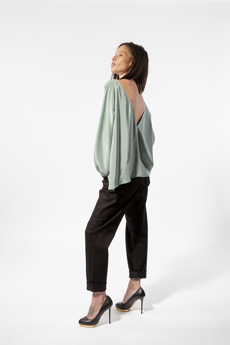 Miss Crabb Archive | Eastwick Top ~ Sage Silk