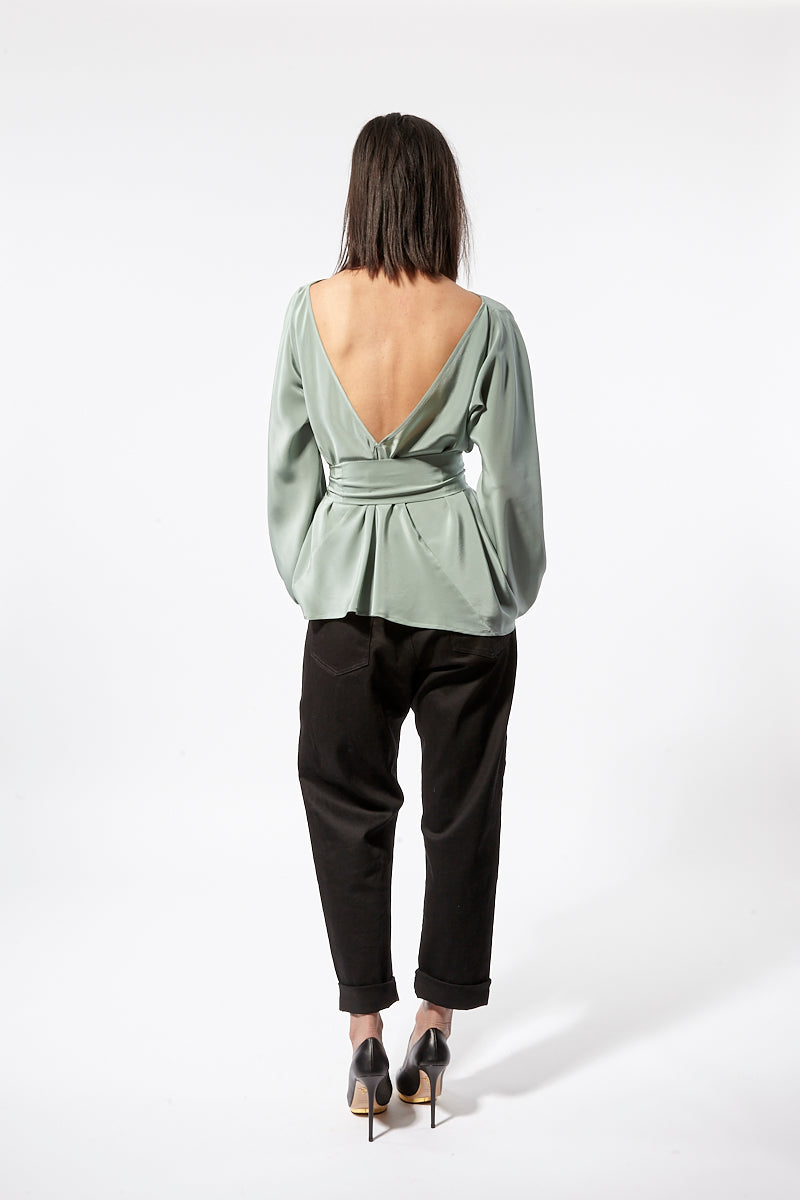 Miss Crabb Archive | Eastwick Top ~ Sage Silk