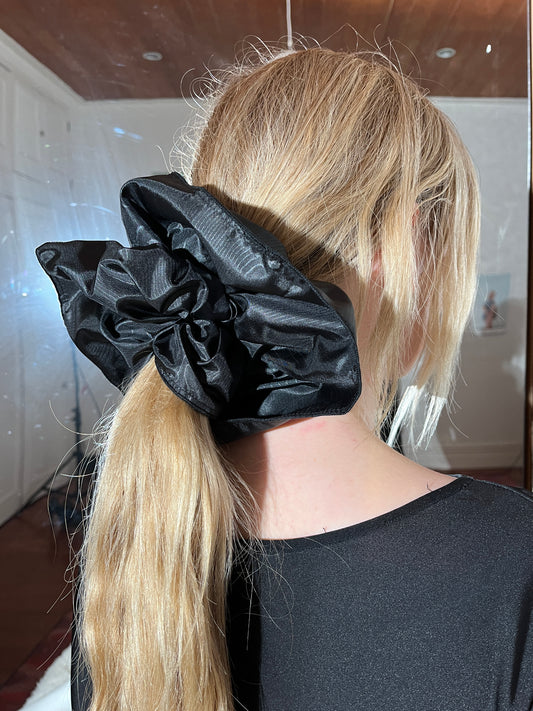 Scrunchie ~ Black Moiré Taffeta