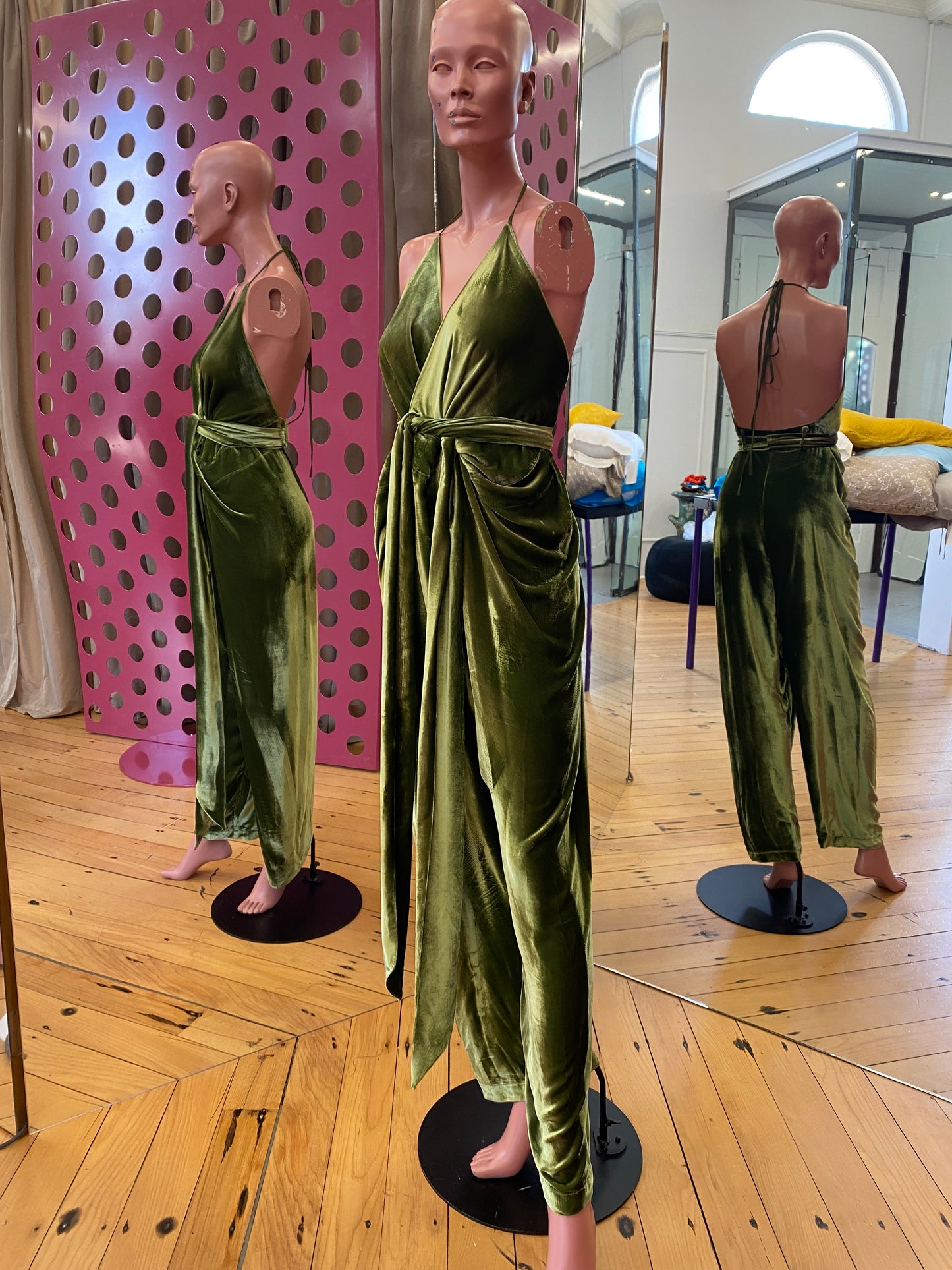 Custom Green Velvet Bianca Romper