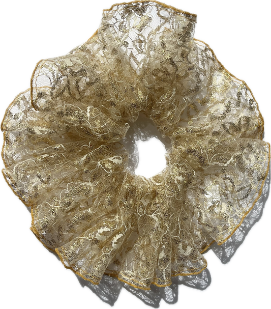 Scrunchie - Gold Lamé Lace